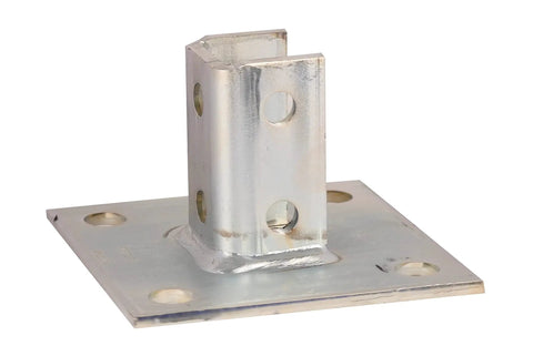 1-5/8 Inch Square Post Base Mount for 1-5/8 Inch Strut Channel Electro-Galvanized Built Tough Heavy Duty for Industrial Racks and Frames