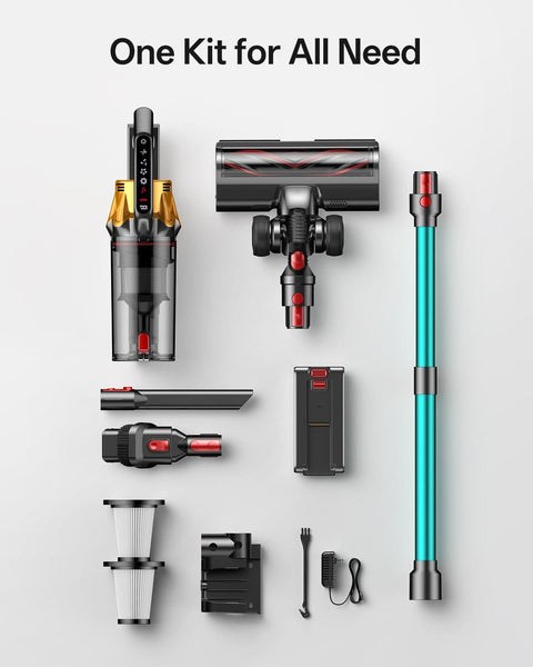 Beast Mode Cordless Vacuum Cleaner With 650W Motor And 55KPa Suction 8 in 1 set with accessories on white background