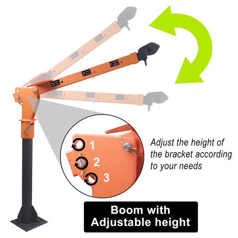 Boom adjustment feature of Beast Heavy Duty Folding Truck Bed Crane With 5000 Lb Winch 12V Electric Or Hand Operated Lift.