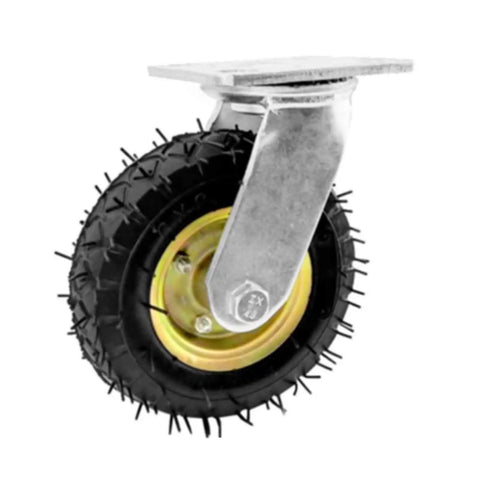 8 Inch Heavy Duty Pneumatic Rubber Caster Wheels Featuring Smooth Rolling Ball Bearings And Hella Sturdy Swivel Mechanism for utility carts.