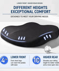 Premium Car Seat Cushion Height Boost For Mini John Cooper Works Electric 2025 And Most Vehicles, showing lower front and higher rear design.
