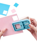 1 Inch Square Punch Lever Action Craft Punch creating 1x1 inch paper squares for scrapbooking and DIY projects
