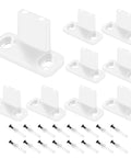 Eight Piece White Sliding Closet Door Floor Guides For Bypass And Pocket Doors Made From Durable POM Material, with screws