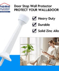 3 Inch Door Stopper Eight Pack Heavy Duty Solid Zinc Alloy Door Stops With Plastic Tip For Wall And Door Protection White Finish