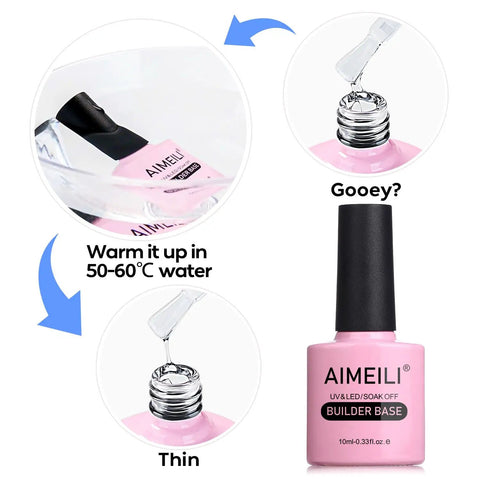 Builder Base Clear Gel Kit For Nails Sheer Color Gel Reinforcement Lacquer Hema Free Cruelty Free Vegan No Slip Solution Soak Off