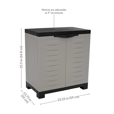 Beast Of A Heavy Duty Freestanding Resin Garage Storage Cabinet With Adjustable Shelf In Gray, Real Space Saver, 23.25 W X 13.75 D X 25.5 H