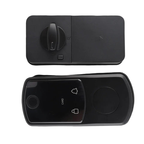 Keyless Smart Lock With Biometric Fingerprint Reader And Push Button Code Plus Rfid Card Access Offering Self Locking Electronic Deadbolt.