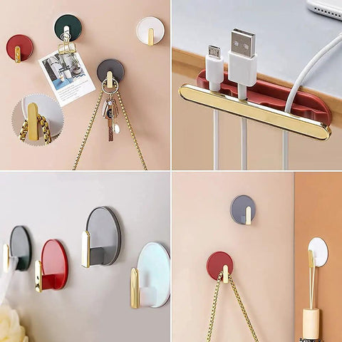 Decorative Wall Hooks Self Adhesive Heavy Duty Hanger Set for Coats Hats Keys Purses Kitchen Towels Waterproof on smooth wall