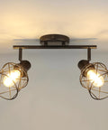 Dope Industrial Track Lighting With Two Adjustable Spotlight Heads, Black Flush Mount Ceiling Light, E26 Base installed view