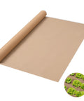 4 By 100 Feet Biodegradable Paper Weed Barrier For Landscaping Heavy Duty Landscape Fabric shown in roll and installed on garden bed