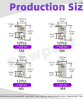 Heavy Duty 4040 Series T Slot Nuts Kit With Carbon Steel Nickel Plated Roll In Spring Nuts M4 M5 M6 M8 size dimensions