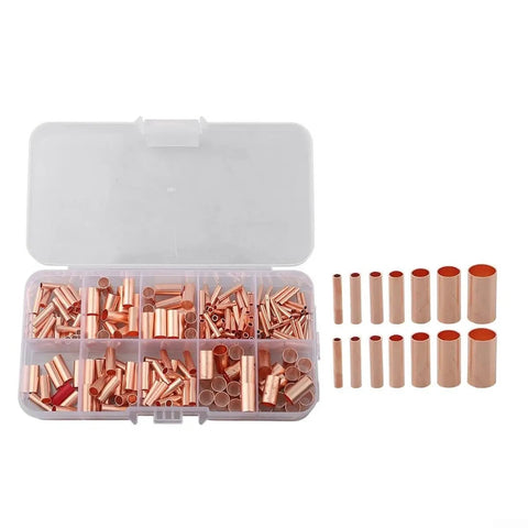 Premium 250 Pcs Copper Wire Ferrules Kit With 7 AWG Sizes Red Crimp Connectors Electrical Butt Terminals Non Insulated For Automotive Marine Home Appliances And Power Tools You Need To Get Your Wiring Done Right, 7-size copper ferrules in storage case