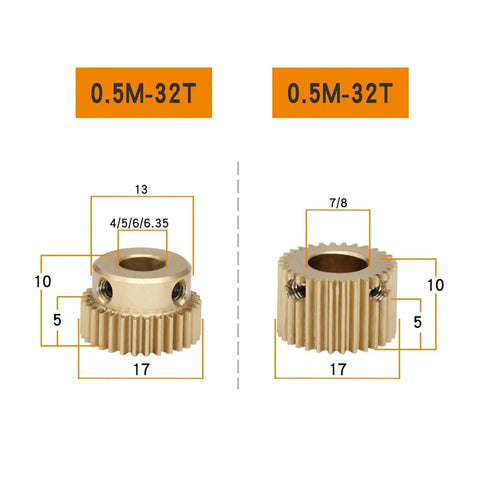 Heavy Duty Bevel Gear Pinion And Mechanical Spur Gear Kit With Copper Brass Construction 0.5M To 32T Bore Options 4 To 8 Mm Mini Worm Gear
