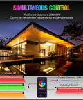 Wash Light Bar 45W RGBW DJ Stage Lights with Smart App Control Waterproof 36 LED Wall Washer, modern house background, night view