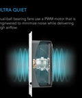 Side view of 4x12 Register Booster Fan With Bluetooth App Control, showing internal PWM motor for quiet airflow enhancement.