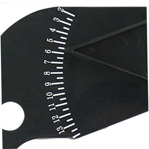 Close-up view of the measuring scale on the Nyutcwe Wheel Rim Measuring Tool, ABS Tire Width Gauge.
