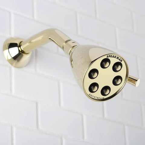 Polished Solid Brass Shower Head With Anystream Technology Three Settings Dope Water Flow For A Customizable Spa Like Shower Experience Durable Bathroom Fixture