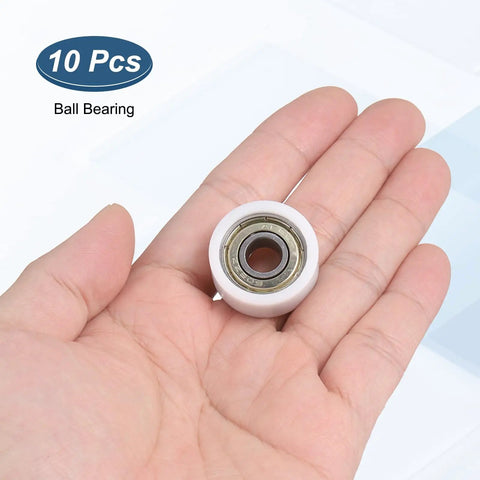 10 Pack Heavy Duty Nylon Roller Bearings 8x26x10mm Double Shielded Ball Bearing Guides 608ZZ Style Quiet Low Noise for Furniture Sliders and Hardware Accessories White, 10 pcs