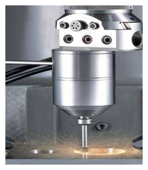 Close-up of Pl600 M2040 Internal Grinding Spindle Pneumatic High Speed Motor with cooling system in operation.