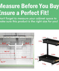 Heavy Duty Hella Spacious Pull Out Under Sink Organizer With Slick Sliding Bottom Tray For Kitchen Cabinets Bathroom Vanities And Pantries No Hassle Multi Purpose Rack dimensions and fit guide next to an under-sink area.