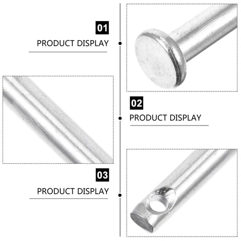 Close-up of 20 Piece Stainless Steel Clevis Pin Kit With Flat Head Single Hole Pins For DIY Fixes, Mechanical Repair And Industrial Use