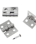 Miniature Cabinet Hinges Set For Jewelry Boxes And Dollhouses, 50 Brass Hinges With 200 Screws, 8x10mm Size, Silver Finish
