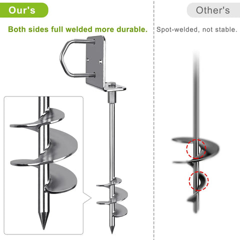 Tough As Nails Heavy Duty Ground Anchors For Trampolines And Outdoor Equipment 3 Inch Wider Spiral Stakes Fully Welded 30 Inch Long Set Of 6 For Sheds Swing Sets Carports Greenhouse And More