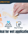 Arachni-Flex 24 By 48 Inch Waterproof PVC Foldable Workbench Tabletop shown being wiped clean with liquid spill