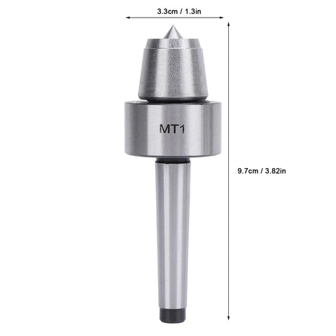 Pro Grade MT1 Wood Lathe Live Center Stainless Steel Long Spindle for CNC Turning Heavy Duty Tailstock Tool with Quiet Bearings