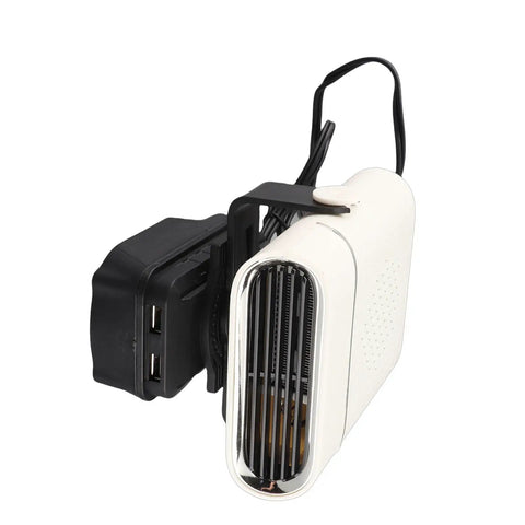Kick Serious Heat On The Go With This Compact Battery Operated Car Heater fast windshield defrost design with plug.