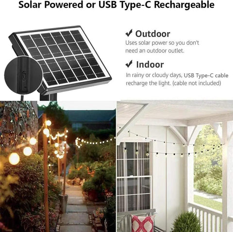 Solar Powered Outdoor String Lights 97ft With 48 Waterproof Shatterproof Bulbs For Patio Backyard Porch Garden Gazebo Pool And Camping No Electric Bills No Fuss Setup Dusk To Dawn Auto On