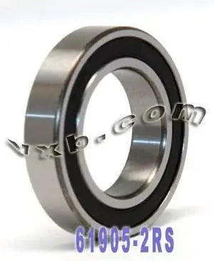 61905-2RS1 Bearing 25x42x9mm Sealed Ball Bearing side view showing rubber seal and chrome steel construction.