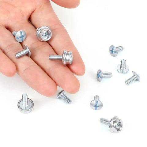 Stainless Steel Helmet Screw Kit For Football And Baseball Helmets 12 Piece Back Plate And Visor Screw Set with hand holding screws.