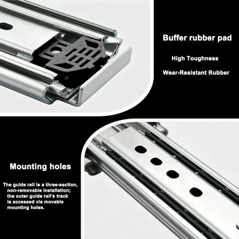 1 Pair 76mm Wide Heavy Duty Drawer Slides For Truck Bed With Full Extension, Quiet Operation, Anti Rust Design, Smooth Ball Bearing Rails For Easy Access To Tools And Gear, rubber pad