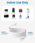 Flat Plug Indoor Extension Cord 6 Foot 3 Prong With Grounded Outlet For Home Office And Travel Space Saving Angled 45 Degree Plug