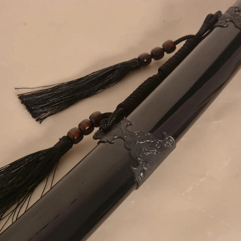 Tough As Nails Heavy Duty Polypropylene Practice Sword with durable sheath and beaded tassels for martial arts.