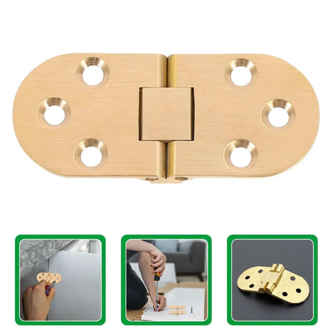 Copper Flip Top Concealed Cabinet Hinge With Self Closing Spring Thickened Design Matte Brushed Surface Quiet Heavy Duty Furniture Hinge