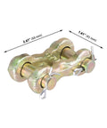 8 Pack 3/8 Inch Double Clevis Links Galvanized G70 Grade Alloy Steel Twin H Type Chain Connectors close-up showing dimensions.
