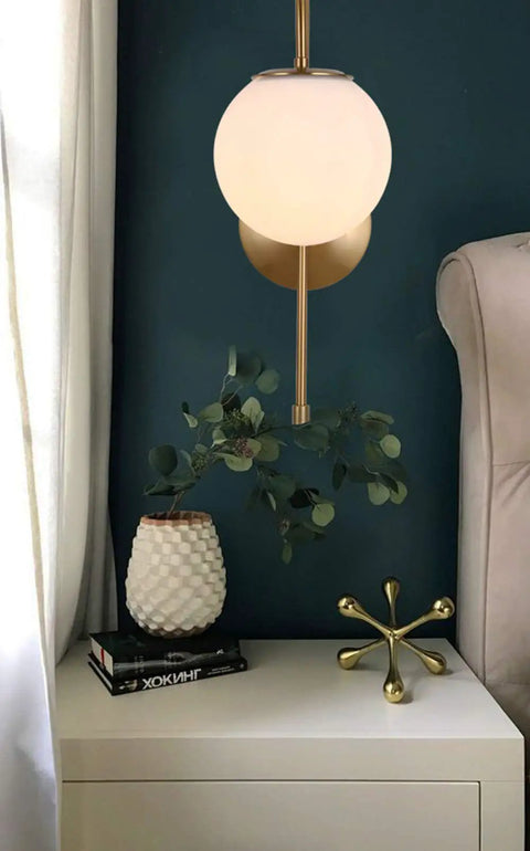 Gold Wall Sconce LED Globe Frosted Glass Shade Modern Bedside Light Fixture For Living Room Bedroom Hallway Bathroom Wall