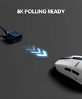 Featherlight Mini Wireless Gaming Mouse With CrazyLight 39g Build And Lightning Fast Wireless Response For Clutch Gameplay And Snagging Those Winning Vibes On Your Next Match Featuring Bruce Lee showing 8K polling with glowing arrows.