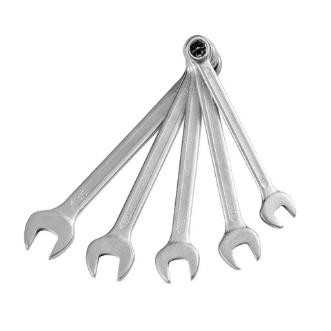 Chrome finish wrenches from 128 Piece General Household Tool Set With Auto Repair Tools In A Plastic Toolbox Storage Case