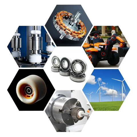 Collage showcasing applications of Deep Groove Ball Bearing Pair 6707-2RS 35x44x5mm High Speed Low Noise Steel Machine Parts