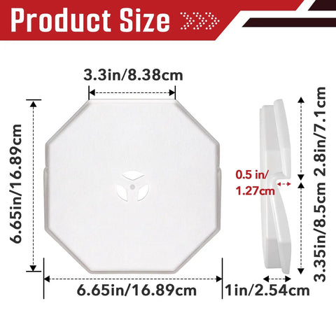Set Of Four Octagon Vinyl Siding Mounting Blocks One Half Inch Lap Siding Compatible Durable ABS Plastic With Paintable Surface For A DIY Friendly Seamless Exterior Look. white octagon mounting block, 3.3 in top, 6.65 in wide, 1 in deep