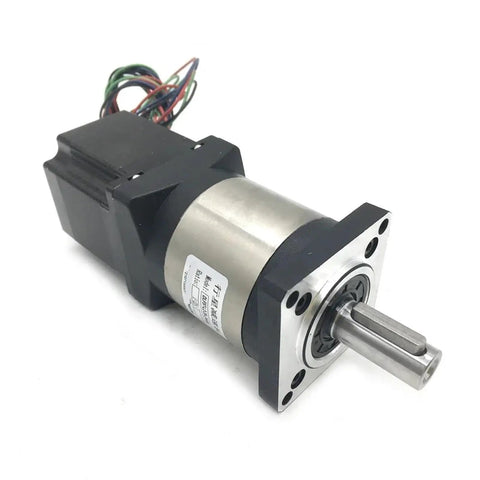 Nema 23 Planetary Reducer Gearbox Kit For Stepper Motor 1.2-3Nm Torque Step Down Speed Control 4 To 1 Ratio showing side view with wires.