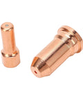 Upgrade Your PT100 Series Plasma Cutter With This Awesome 10 Piece Nozzle Electrode Kit Made From Premium Copper For High Temp Cutting Jobs close-up of copper electrode and nozzle
