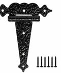 6 Inch Decorative Hammered Tee Hinges Two Pack Built To Last Heavy Duty Black T Strap Gate Hinges For Garden Gates Barn Doors Sheds