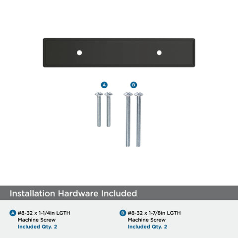 3 Inch Center To Center Rectangle Matte Black Cabinet Pull Backplate BP37601MB with screws, durable zinc construction, contemporary style