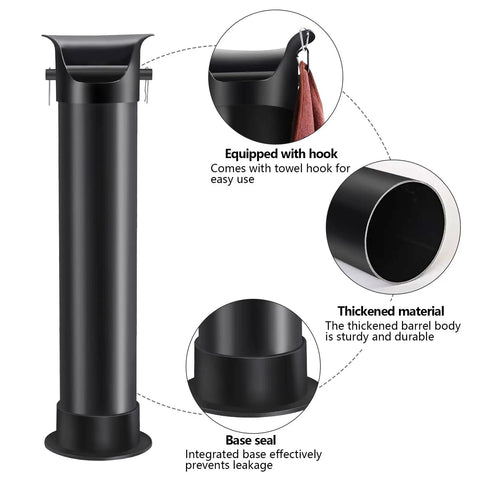 Floor Standing Espresso Knock Box For Baristas, Pro Style Commercial Grade Coffee Grounds Receiver with towel hook