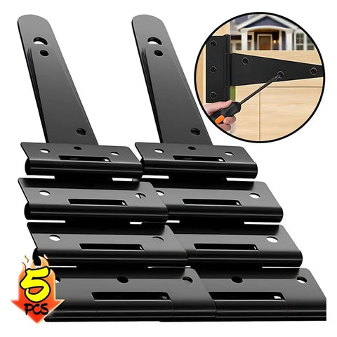 Rock Solid Heavy Duty Black T Shape Iron Hinges Built Like A Tank For Sliding Barn Doors And Fences With Silent Glide Galvanized Coating Quick Snap Install Two Pack Measures Approx 95 By 64 Mm Each