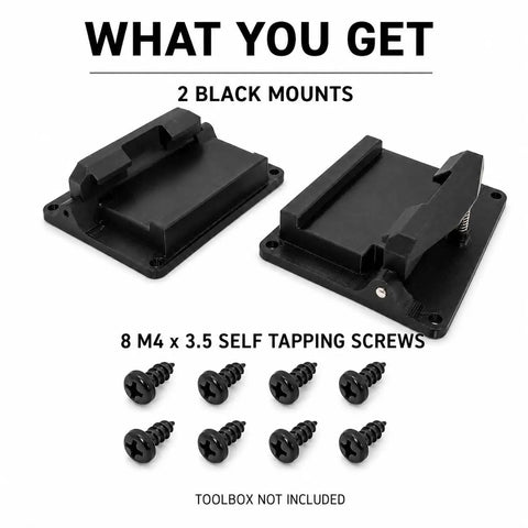 2 Pack Bottom Latch Mounts For Flex Stack Pack Toolbox Bracket, black mounts with screws included